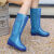 雨鞋女款高筒时尚外穿透明果冻色防水防滑雨鞋长筒水鞋速干胶鞋软 蓝色:标准码 39