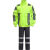 定制新式荧光绿交通执勤高速路政保安救援男分体透气反光防水雨衣套装 上衣加黑雨裤 160身高S码
