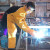 电焊焊工工作服防烫阻燃耐高温耐磨氩弧焊整皮焊接围裙 棕色长款高领长袖105CM【整皮】 XL