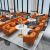 【链工】沙发网红咖啡厅双人卡座酒店大堂售楼处洽谈沙发桌椅组合 70圆桌+3张单人沙发椅 其他
