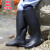 日本野鸟协会雨靴高筒防滑折叠男士农田插秧雨鞋钓鱼橡胶轻便水靴 黑色护口 不加绒 42