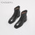 Fondberyl/菲伯丽尔时装靴冬方头粗跟舒适女靴FB14116062 黑色 34