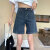 三彩名莎 S.C. MINSHA蓝灰色牛仔短裤女2024年夏季高腰宽松直筒设计感五分热裤潮流休闲 白色 S