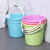 手提塑料大号水桶加厚储水用桶学生用洗澡带盖洗衣小圆桶 光滑款绿色28cm