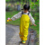 幼儿园男女儿童套装雨衣背带雨裤连体安吉游戏服两用款防水全身 901粉色(单上衣) XL