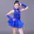 儿童拉丁舞裙夏演出服装女孩新款现代比赛亮片流苏舞蹈练功表演服 分体流苏拉丁-蓝色 110cm