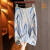 CNSUP高端品牌春夏新款蓝气质女神范高腰半身裙女复古洋气亮片拼接包臀 蓝色 S