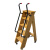 定制适用可移动双扶手人字梯折叠带轮梯子书架多功能梯凳加厚实木楼梯 7步清漆色(1.47米高)