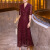 首尚格释（SUSONGETH）喜婆婆婚宴装2024年夏季新款时尚气质优雅修身显瘦红色蕾丝连衣裙 酒红色 M