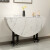 奥邦立格折叠桌家用移动餐桌多功能省空间吃饭桌子圆形创意客厅桌子大圆桌 1.2米、三折桌(白理石纹)带轮