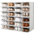 海兴鞋盒抽拉式鞋柜鞋子收纳神器省空间塑料抽屉式鞋盒收纳盒透明 4个装-曜石黑(大号3套减60) 25.8x33.2x18.3cm