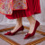 鞋柜达芙妮集团旗下红色高跟鞋女婚鞋秀禾女鞋2024新款秋细跟绒面单鞋 红色[6cm] 36
