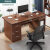 办公桌简约现代电脑桌台式桌书桌办公室桌子卧室学习写字桌 (带主机位键盘位)深胡桃色140CM(桌椅组合)