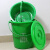 居洁 塑料加厚带提手圆形垃圾桶可加盖可配滤网茶水厨房 圆形15升带盖+滤网 灰色/绿色 单位：个