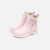 琳&麦罗（Lynn&Milo）琳麦罗童鞋女童加绒靴子冬季2023甜美蝴蝶结女孩粉色短靴时装靴 粉红色 32码