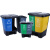 厨余双桶户外垃圾分类垃圾桶双层脚踏式可回收分类环保垃圾箱大号 40升双桶蓝灰色加厚