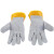 海斯迪克 帆布半皮电焊手套 劳保焊工防护手套加厚 黄灰色 1双