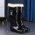 高水防水正力男士雨鞋高筒短雨靴定制防滑适用绒套耐酸碱加厚鞋 厚底中筒-厚毛绒 39