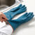 加绒保暖家务洗碗手套防水厨房耐用手套刷碗洗衣神器 3双暖绒保暖【蓝色32cm】