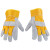 海斯迪克 帆布半皮电焊手套 劳保焊工防护手套加厚 黄灰色 1双