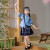 圣笑儿童广西壮族三月三少数民族服装男女童瑶族苗族舞蹈服六一演出服 蓝色裙子套装+包包 100cm