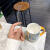 金格羽复古马克杯 搪瓷缸创意带盖勺马克杯男女办公室咖啡杯子学生便的 茶楼点心400ml勺子 0个