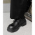 乔丹（QIAODAN）大头皮鞋男款冬季休闲复古厚底增高德比鞋正装英伦风黑色宽脚潮鞋 黑色 39