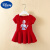 迪士尼（Disney）女童连衣裙夏装3岁女宝宝公主裙婴儿衣服夏季小童短袖洋气5儿童装 玫红色短袖连衣裙印双心 80码