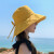 妃诗米遮阳帽渔夫帽女士户外太阳帽沙滩帽凉帽 黄色