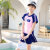 TTPMER中大童儿童泳衣女童分体短袖防晒14岁韩国学生运动保守温泉游泳装 粉色 L (穿到55斤)