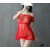 情趣诱惑制服内衣女纯欲透明睡裙大码诱惑免脱蕾丝极度睡衣 红色透明裙+内裤 中码100-120斤