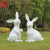 允和美户外几何兔子雕塑玻璃钢公园动物摆件售楼部园林景观草坪装饰小品 彩色两只一对