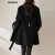 杜莎菲尼（DOSRFINI）品牌中长款羊毛大衣女秋冬新款洋气时尚英伦风系带双面呢外套 黑色 S
