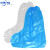一次性鞋套防水雨天加厚长筒养殖场靴套防滑户外漂流耐磨塑料脚套  蓝色直筒橡皮筋款（100只）