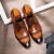 狮西格SXG时尚休闲男款皮鞋男士商务正装头层牛德比手工制作方头男鞋 黑 黄棕 38