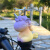 紫讯电动车载摆件电瓶车自行车电驴摩托车小黄鸭竹蜻蜓头盔装饰品可爱 紫黄色独角兽粘贴充电款 (发光款）