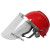 适用铝支架防冲击有机玻璃透明头盔安全帽打磨防护面罩PC耐高温满 红色ABS帽+m铝支架面罩百工 其