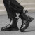 佩洛德夏季男士中帮内增高厚底工装鞋马丁靴男款秋冬季高帮英伦黑白皮靴 JLD15-白色 39