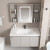 约龙（YUELONG）奶油风太空铝浴室柜组合现代卫生间陶瓷一体洗手池洗脸盆柜洗漱台 100cm主柜+镜柜+龙头下水