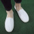 谋福（CNMF）懒人休闲一脚蹬工作胶鞋 白色棉帆布男女劳保鞋 （白色） 38 