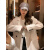 CARLOS KAYLA米色设计感后开叉小西服女春2024新款韩版宽松小个子时尚西装外套 S 建议105以下
