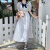 歌温妮长裙夏季到脚踝设计感高级学院风海领水手服连衣裙少女气质高腰显 白色 S 80-105斤