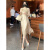 水畔衣人高档时尚新中式国风连衣裙2024夏季新款优雅气质时髦刺绣旗袍裙子 香槟色 XL