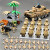 MOC军事人仔武器乐9高特种兵小人偶悍马车坦克男孩子拼装玩具 荒漠坦克13人+碉堡重机枪