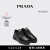 PRADA/普拉达【礼物】男士丝网印刷徽标饰皮革运动鞋鞋子 黑色 5.5