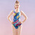 英发（YINGFA）新款 女士竞技训连体三角游泳衣 数码印花 比赛女士泳衣 无胸垫 715 L