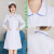 护士服长袖女款厚白大褂短袖冬季实验美容娃娃领医护人员工作服 加边长袖 XS （85斤-95斤）