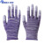 PU手套劳保手套浸胶PU涂指耐磨防滑透气薄款夏季电子厂工作 紫色条纹涂指(12双) S