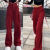 HXZP马面裙 全套 一整套 夏 薄款阔腿裤女春新款宽松时尚洋气垂坠感休 玫红色 S 建议75-85斤左右