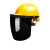 润华年定制电焊面罩配安全帽式焊工防护面具防烤脸护脸全脸焊头戴式焊帽 (深色)面罩+三筋透气(黄色)安全
